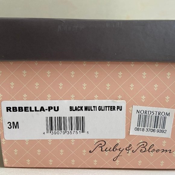 🥿HP!🥿 ruby & bloom Girls' Black Multi-Glitter Ballerina Flats with Bow - Picture 9 of 11